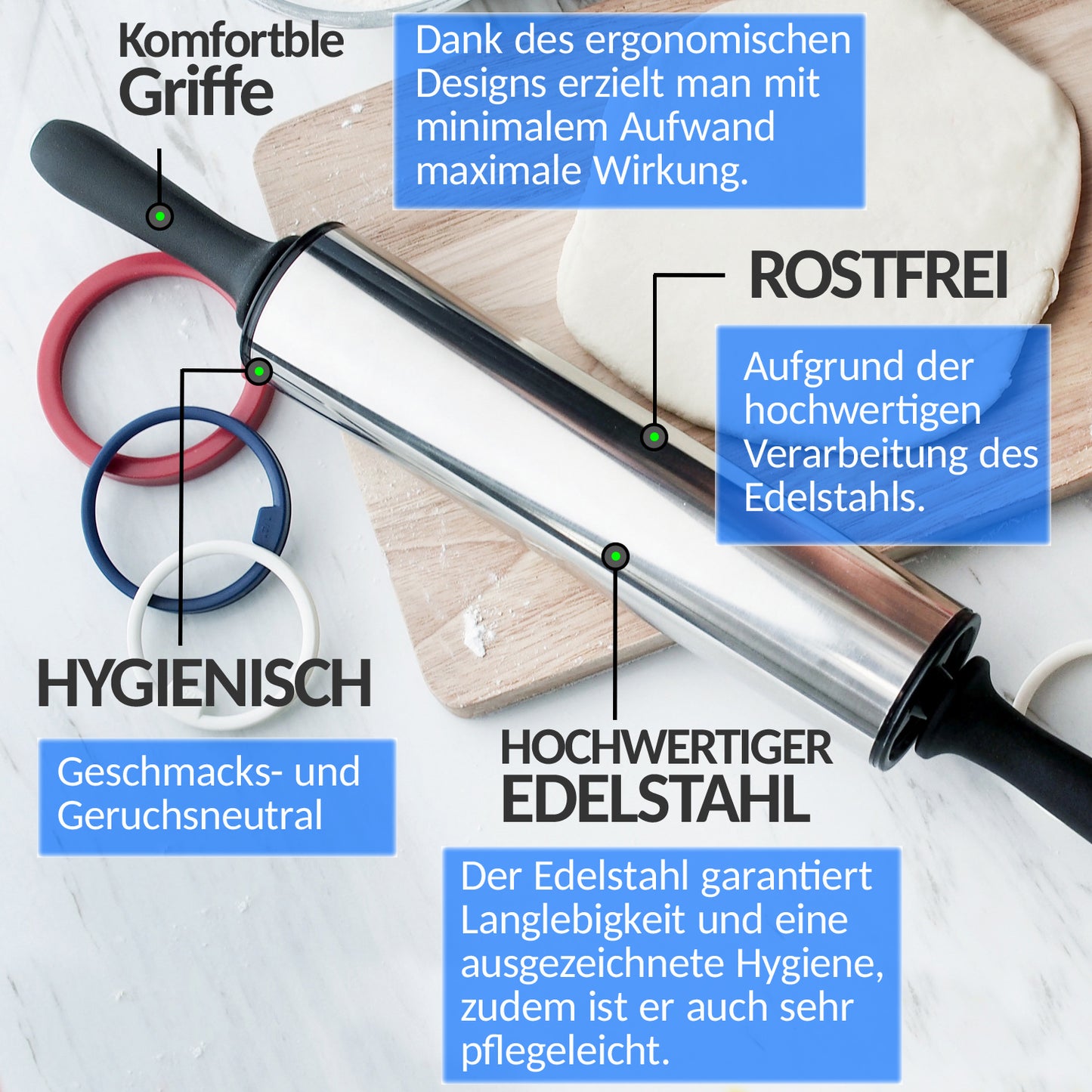 Premium Teigroller aus Edelstahl
