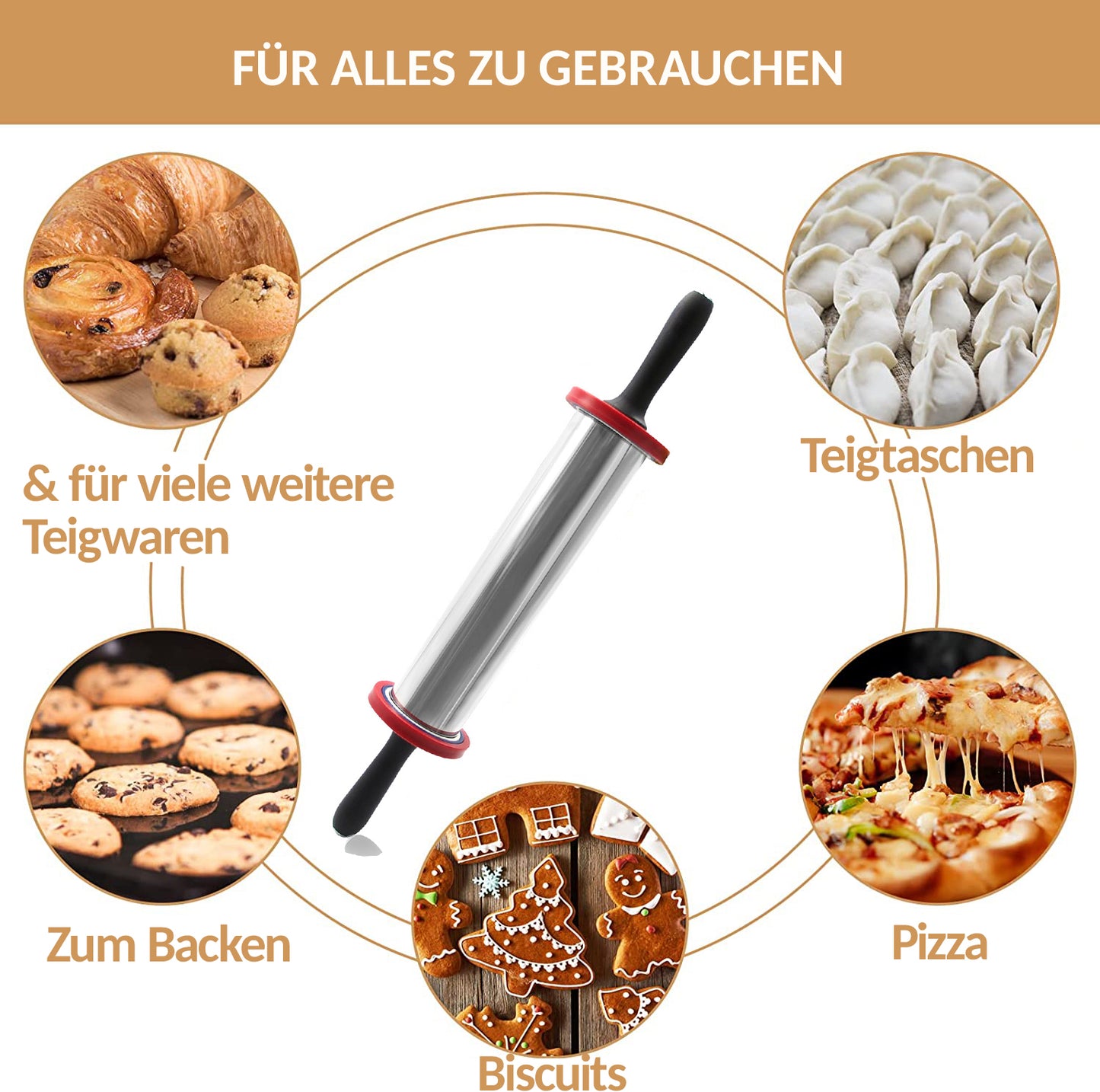 Premium Teigroller aus Edelstahl